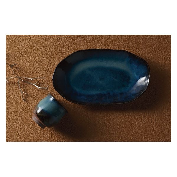 清玩作　楕円プレート 萩陶苑 萩焼 清玩作 楕円プレート 23951 1箱（直送品） - アスクル