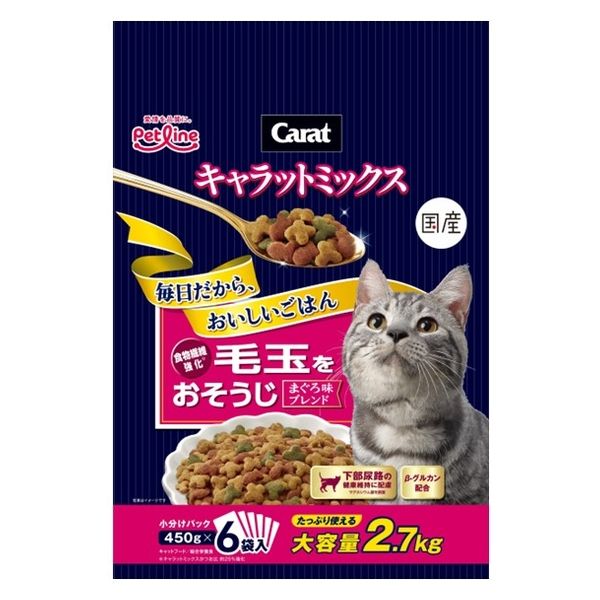 キャラットミックス 猫 毛玉をおそうじ 国産 2.7kg（450g×6袋入）4袋 