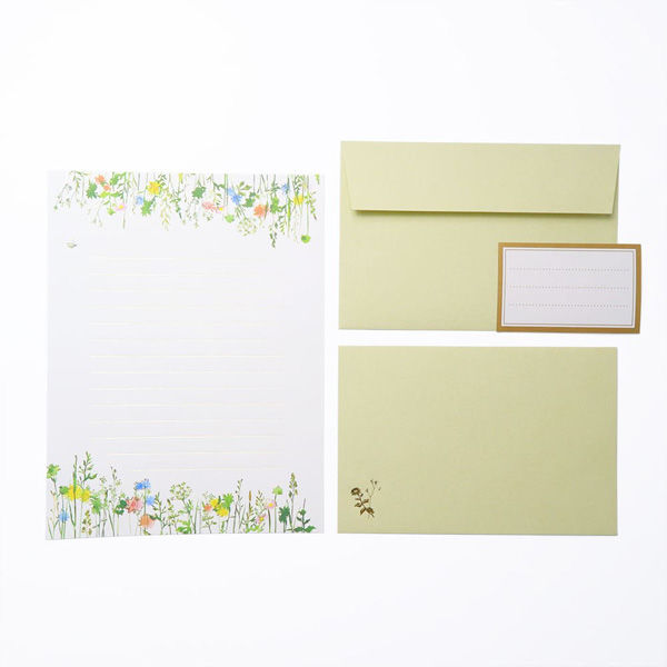 包む レターセット 箔押し 野の花 TL0B3 5セット（直送品