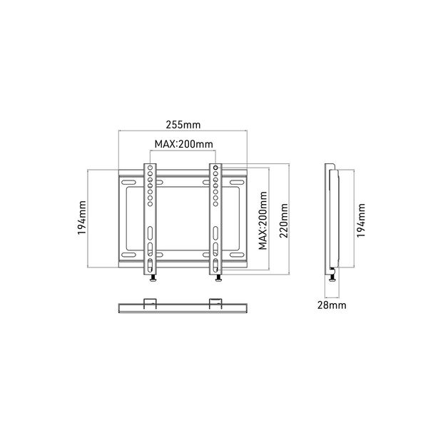 朝日木材加工 テレビ壁掛け金具/固定タイプ STD004BK 1台（直送品