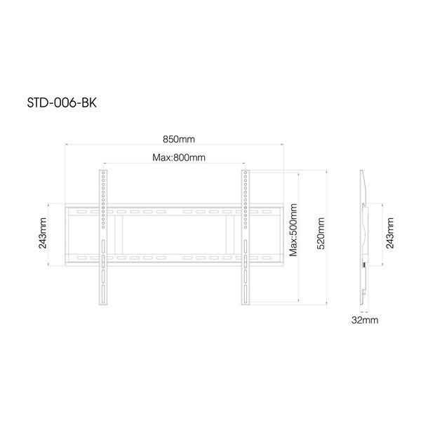 朝日木材加工 テレビ壁掛け金具/固定タイプ STD006BK 1台（直送品） - アスクル