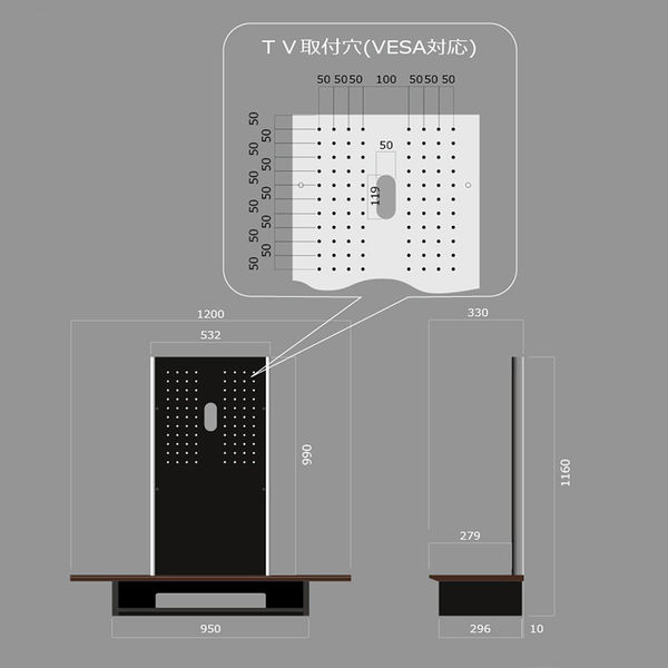 朝日木材加工 壁寄せテレビスタンド/ナチュラル木目 AS-WG1200NA １台（直送品）