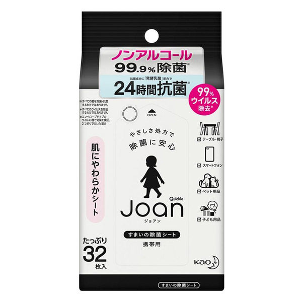 クイックル ジョアン 除菌シート 携帯用 1箱（32枚入×24個） 花王