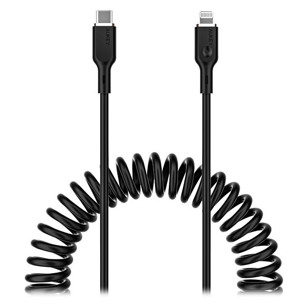 ライトニングケーブル 1.5m コイル型 MFi認証 USB（A）[オス