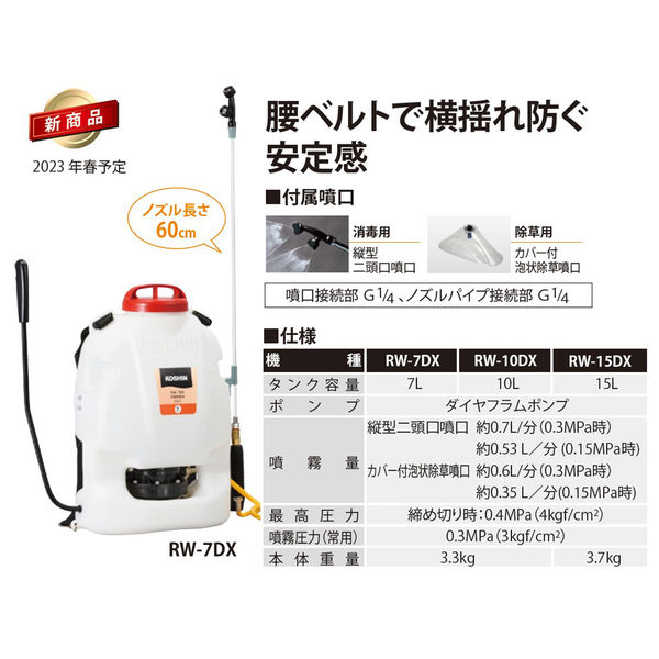 工進 背負い式手動噴霧器 グランドマスター ７L RW-7DX 1台（直送品 