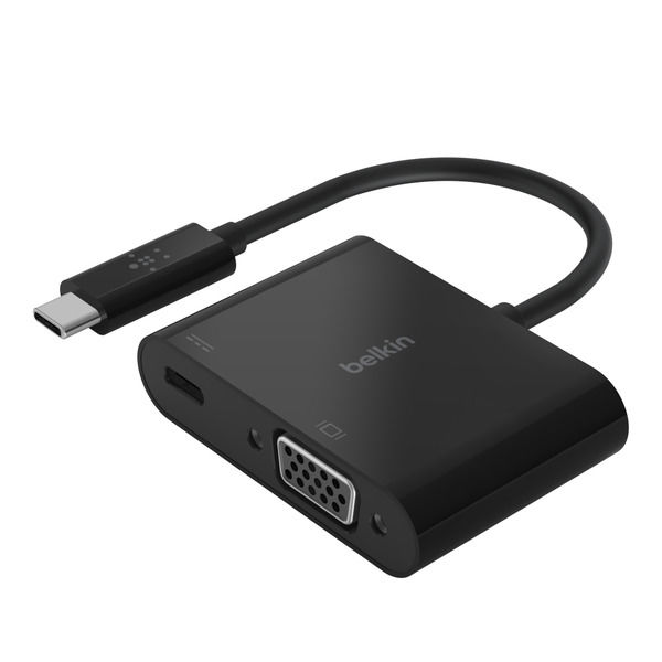 Belkin USB Type-C to VGA変換アダプター 映像変換 Macbook/iPad対応 ブラック 1個 - アスクル
