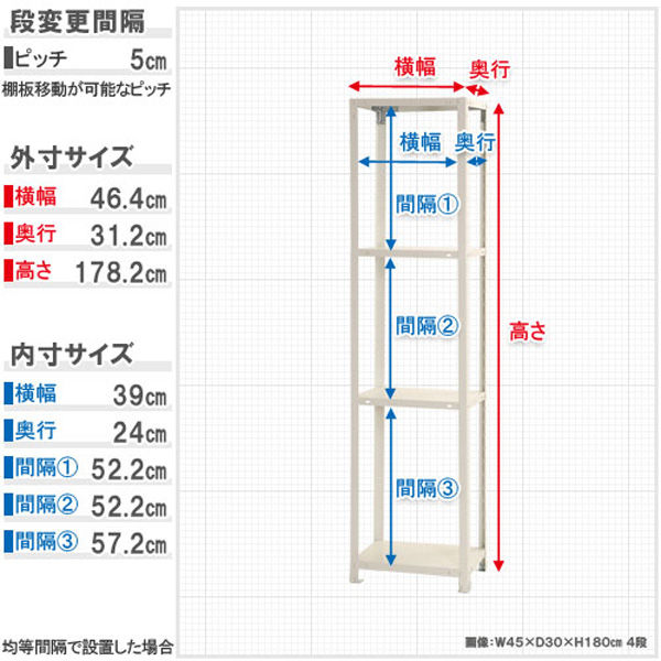 軒先渡し】北島 スマートラック NSTR-624 幅450×奥行300×高さ1782mm