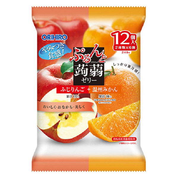 【在庫処分大特価!!】 ぷるんと蒟蒻ゼリーパウチふじりんご+温州みかん オリヒロ 12個 その他