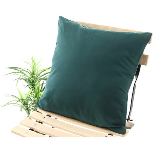 クッションカバー 綿100% 450×450mm ボトルグリーン 1枚（直送品