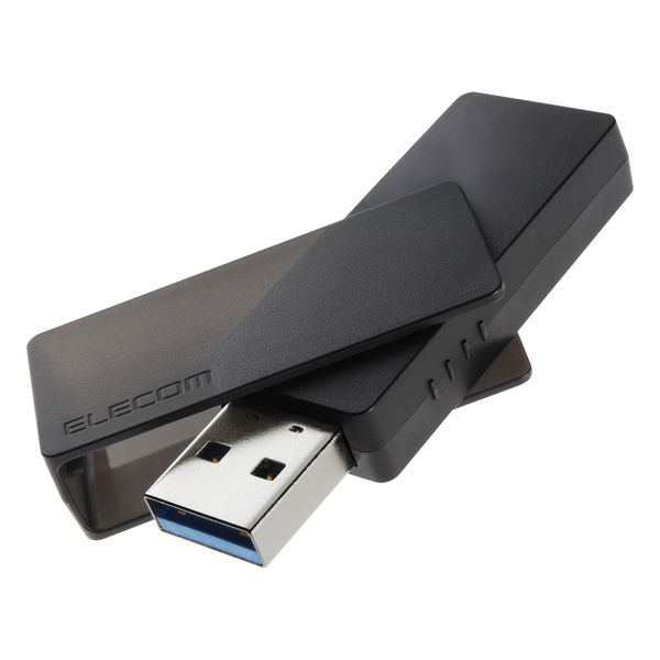 USBメモリ 64GB USB-A 回転式キャップ スライドロック ブラック MF-RMU3B064GBK エレコム 1個（直送品）