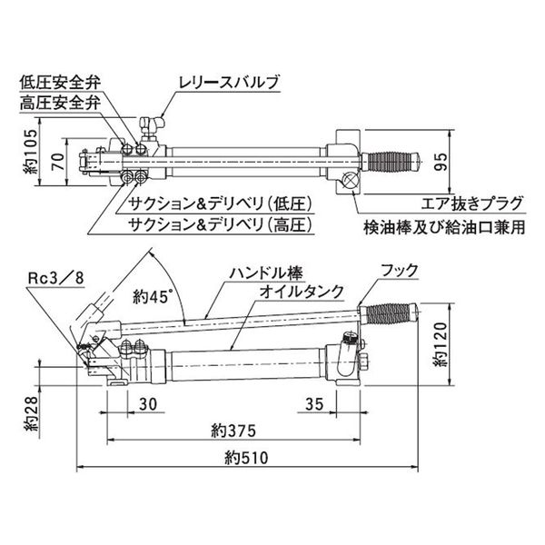 大阪ジャッキ製作所 ＴＷＡ形手動油圧ポンプ TWA-0.3 1個（直送品