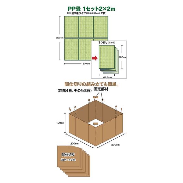 イケヒコ・コーポレーション 仕切り付き防災畳 安全地帯 200×200×100cm