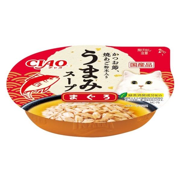 いなば CIAO 旨みスープカップ まぐろ ほたて貝柱入り 42個　かつお42個 Amazon.co.jp: チャオ(CIAO)旨みスープまぐろほたて貝柱入り