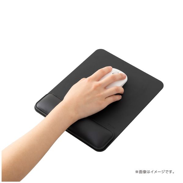 マウスパッド リストレスト付き PUレザー ノンスリップ加工 ブラック
