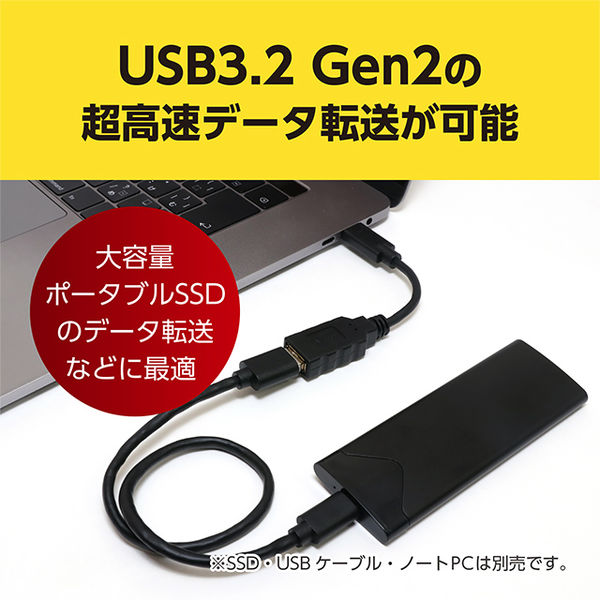 USB変換アダプタ Type-C[オス] - USB-A[メス] USB3.2 Gen2対応 変換