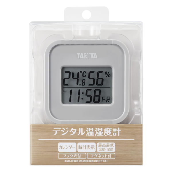 タニタ デジタル温湿度計 TT-588-GY 1個 - アスクル