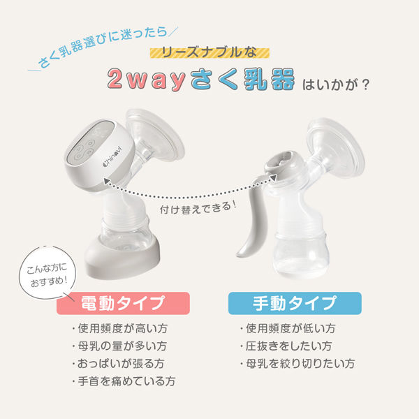 ちゃいなび 2WAY搾乳器（電動+手動） CH2WBPGRY 1個 - アスクル