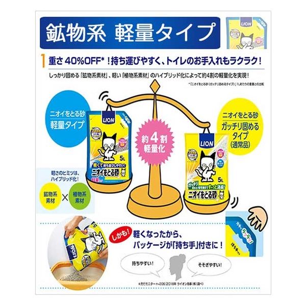 ライオン ニオイをとる砂 軽量タイプ ５Ｌ×６袋 266413 1セット（直送