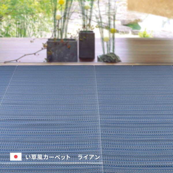 玄関渡し】 萩原 洗えるい草風カーペット ライアン 団地間6畳 ブラウン