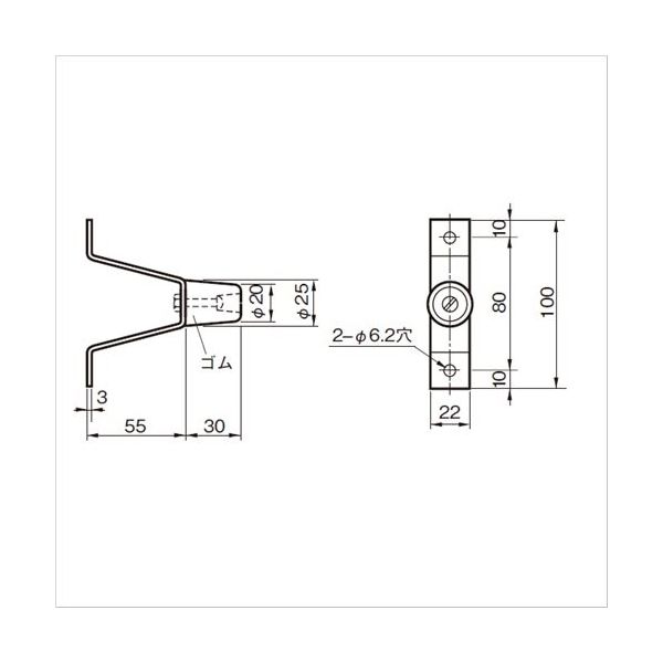 杉田エース SUSハット型ドアー用戸当り黒ゴム 162839 1セット(6個