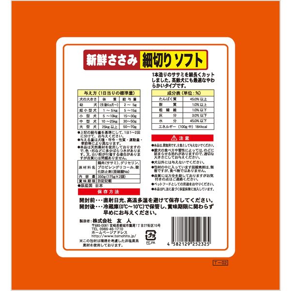 犬用 新鮮ささみ 細切りソフト 国産 350g 1袋 友人 ドッグフード