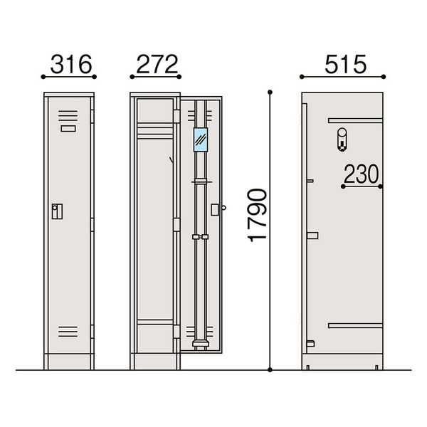 設置込】イトーキ J型ロッカー 1人用 幅316×奥行515×高さ1790mm