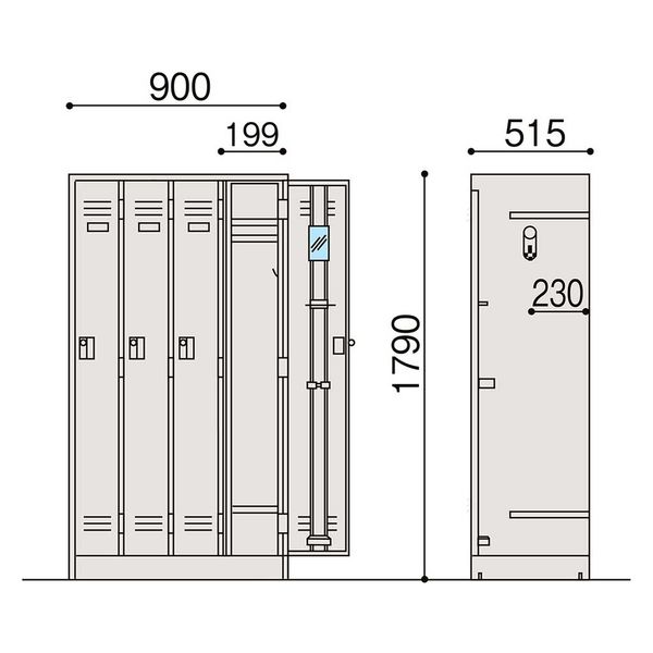 設置込】イトーキ J型ロッカー 4人用 幅900×奥行515×高さ1790mm ホワイト HDJ-0941SSN-W9 1台（直送品） - アスクル