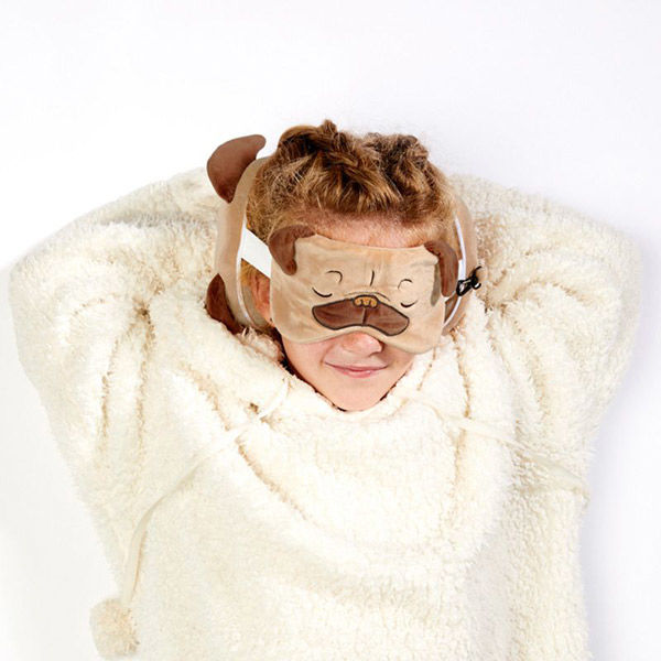 ナイトレインボー アイマスク付もちもちピロー MP(パグのモップス