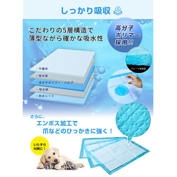 スリーアローズ テープ付きがうれしいペットシーツ 1回使い捨てタイプ