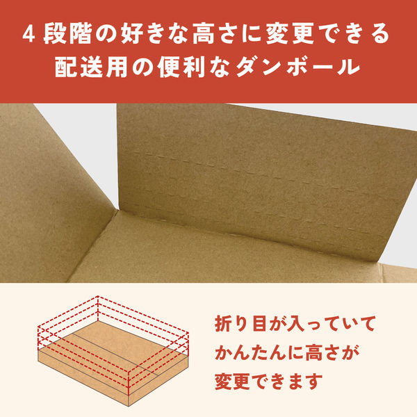 60サイズ】高さ4段階可変ダンボール 縦303×横215×高さ15～60mm 1パック