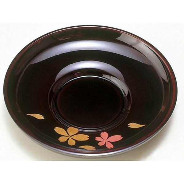 中西工芸 溜 ダルマ茶托 桜(5枚組) 4962127460128 1個（直送品