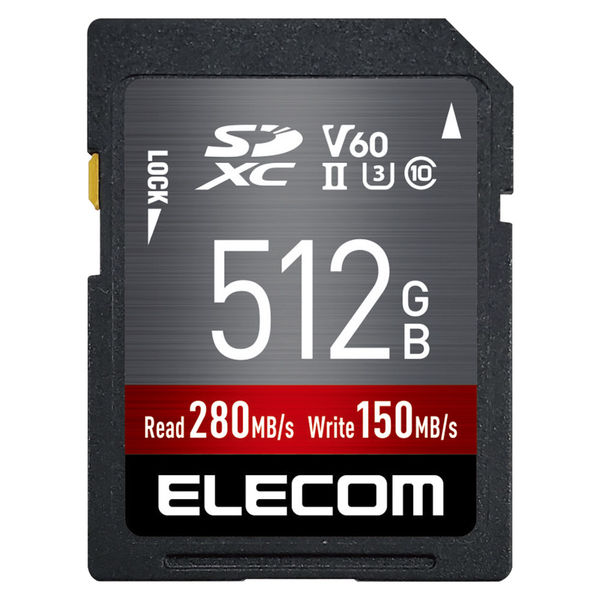 SDカード SDXC 512GB Class10 UHS-II U3 V60 MF-FS512GU23V6R エレコム 1個（直送品）