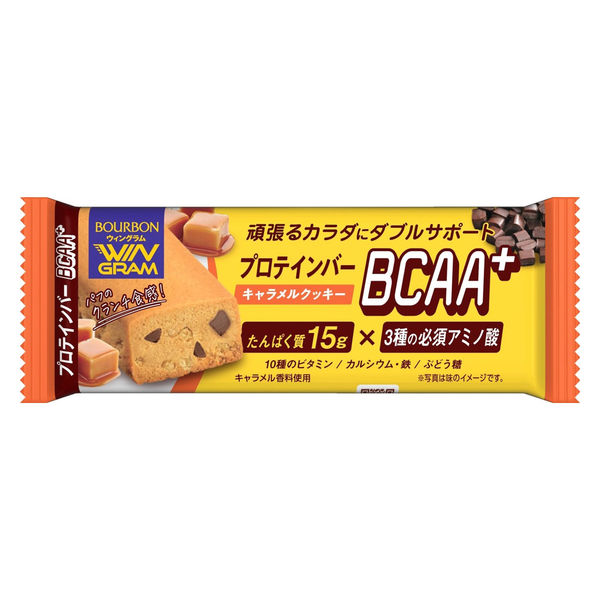 ブルボン プロテインバーBCAA+キャラメルクッキー 18個 - アスクル