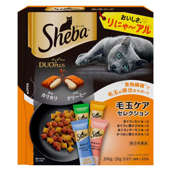 シーバ デュオプラス 毛玉ケアセレクション 200g 12個 キャットフード 猫 ドライ - アスクル