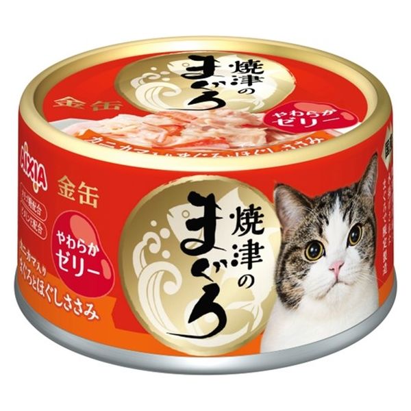 金缶 猫 焼津のまぐろ カニカマ入りまぐろとほぐしささみ やわらかゼリー仕立て 国産 70g 12個 アイシア ウェット 缶詰