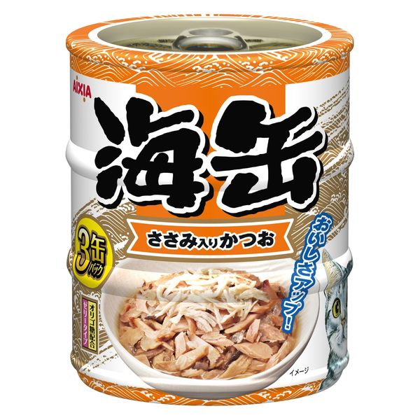 海缶ミニ3P 猫 ささみ入りかつお（60g×3缶）12個 アイシア 