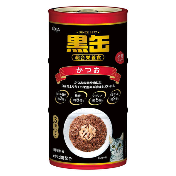 黒缶 3Pかつお（160g×3缶）3個 アイシア キャットフード 猫 ウェット 缶詰