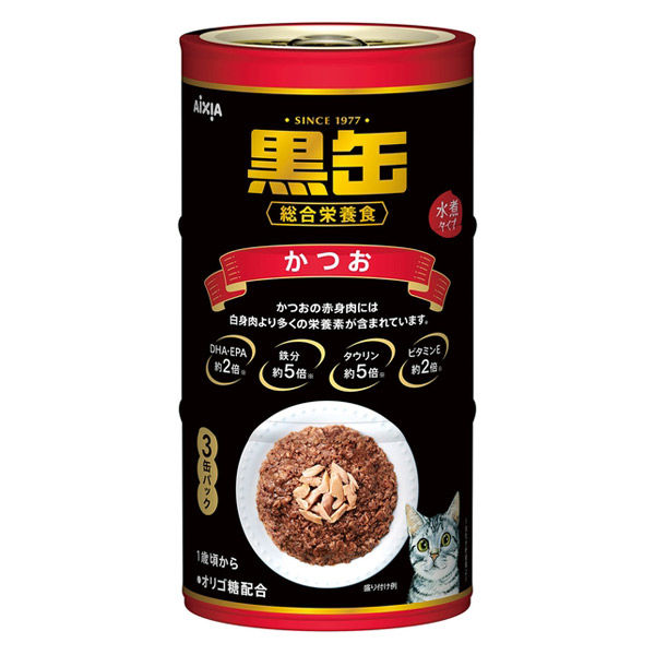 黒缶 3Pかつお（160g×3缶）10個 アイシア キャットフード 猫 ウェット