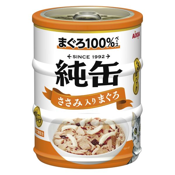 純缶ミニ3P 猫 ささみ入りまぐろ（65g×3缶）12個 アイシア