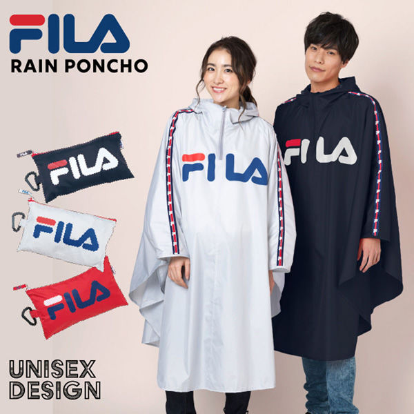 FILA（フィラ） レインウェア 男女兼用 ユニセックス レインポンチョ M レッド 06003124 1枚（直送品）