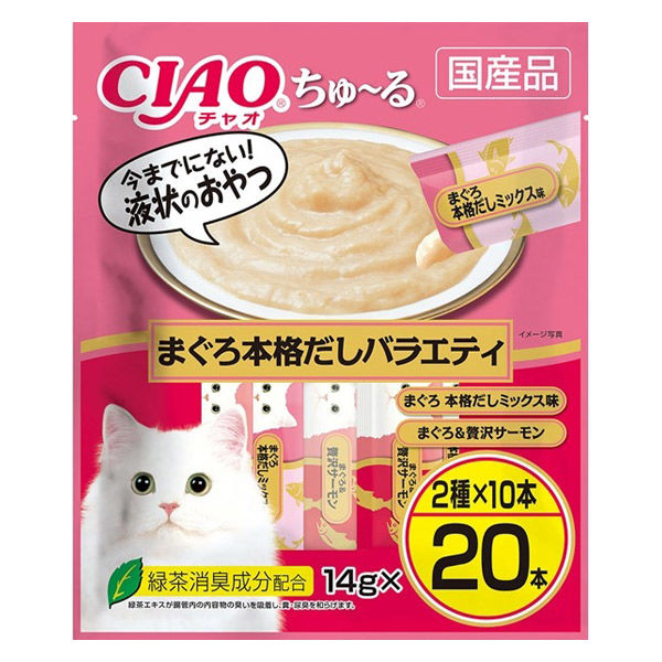 いなば チャオ CIAO ちゅ〜る まぐろ海鮮バラエティ 3種類の味入り スティック 猫 おやつ キャットフード  猫用 14g×120本×4入