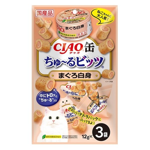 いなば CIAO チャオ缶ちゅ～るビッツ まぐろ白身 国産（12g×3袋）6袋