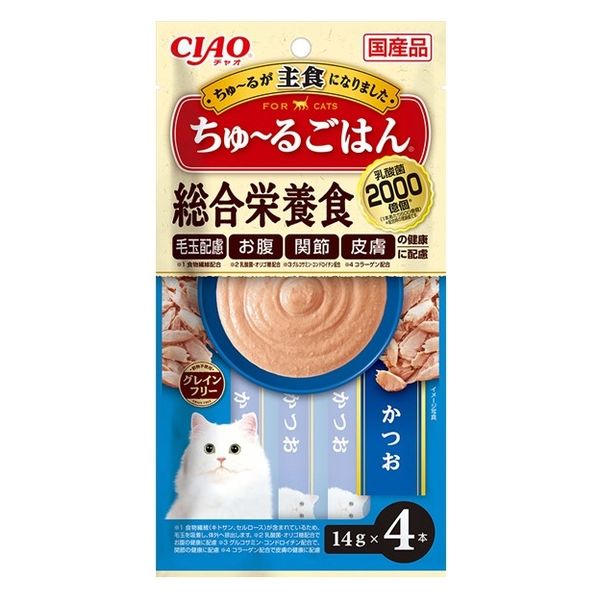 いなば CIAO チャオ ちゅーるごはん 猫 かつお 総合栄養食 国産（14g×4