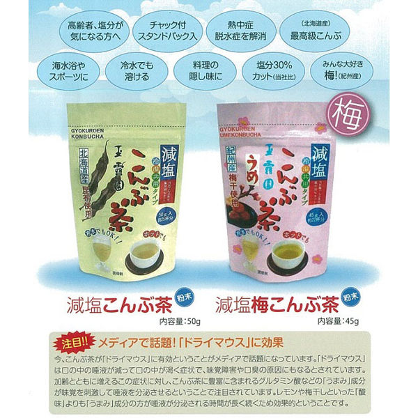 秋の特別価格）玉露園 減塩梅こんぶ茶 スタンドパック 5袋（45g×5