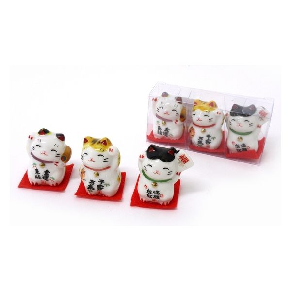 ファースト・アロー 陶器 招き猫 3個セット 30300203 1セット(24