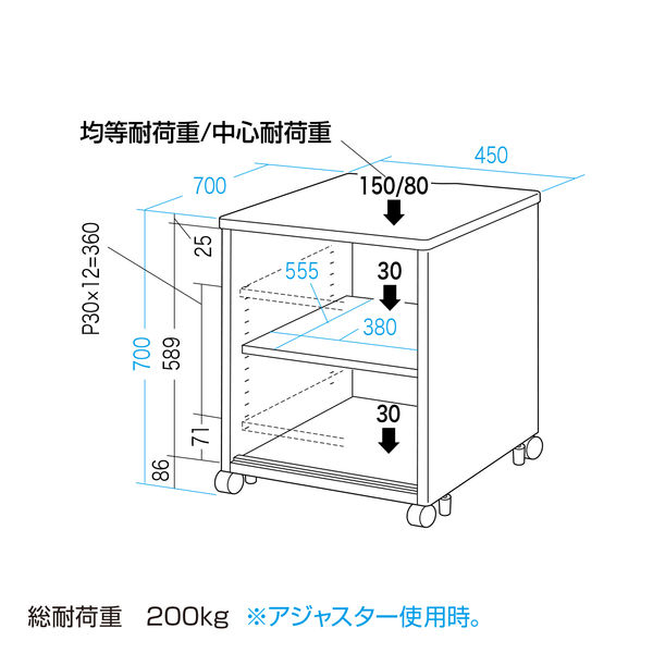 サンワサプライ eデスク Pタイプ 幅450×奥行700×高さ700mm ED-P4570N 1