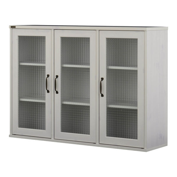 佐藤産業 NF ネフラス ガラス開き扉キャビネット ホワイト 幅1115×奥行