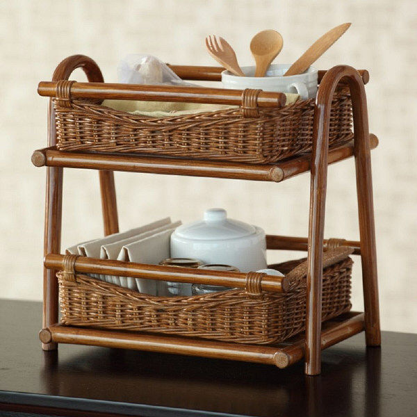 ラタン 籐 ラック シェルフ キャスター付き 飾り棚 フラワースタンド