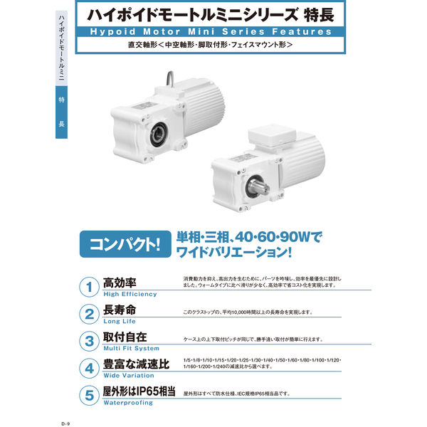 ブレーキ付きハイポイドモートル0.75 kw クリアランス 1/30 椿本製