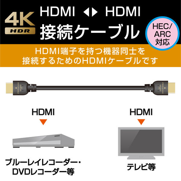 HDMIケーブル 5m 4K/Ultra HD対応PremiumHDMIケーブル スタンダード ブラック DH-HDPS14E50BK エレコム 1本